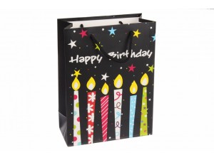 Пакет подарунковий "Happy Birthday чорний" (01), 18х24х8.5см